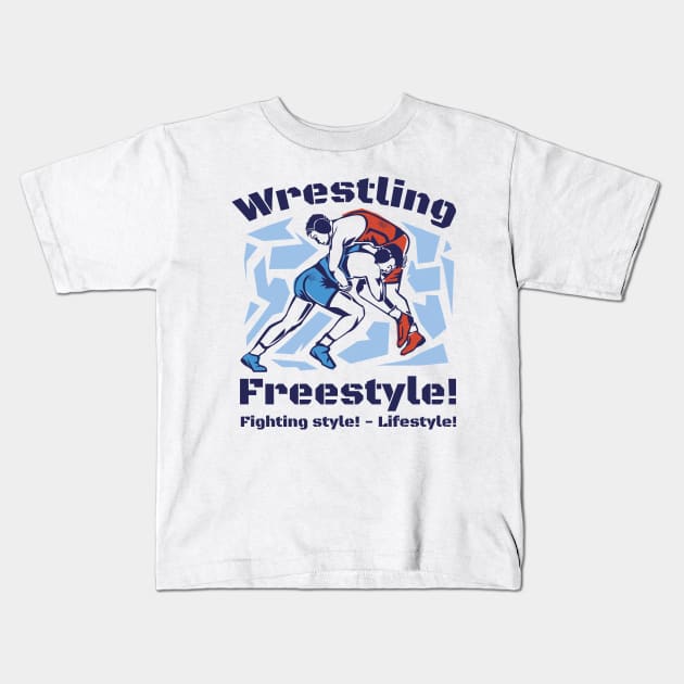 Freestyle wrestling sport Kids T-Shirt by MARCHY